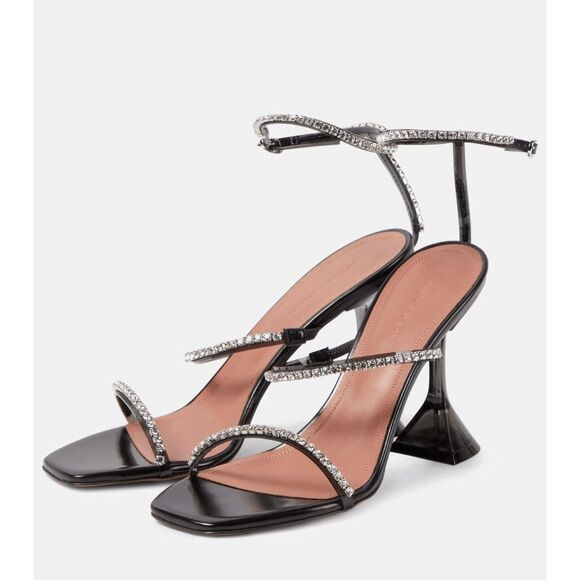 Amina Muaddi Gilda Glass embellished PVC sandals Size 35 $1170 - Picture 4 of 11